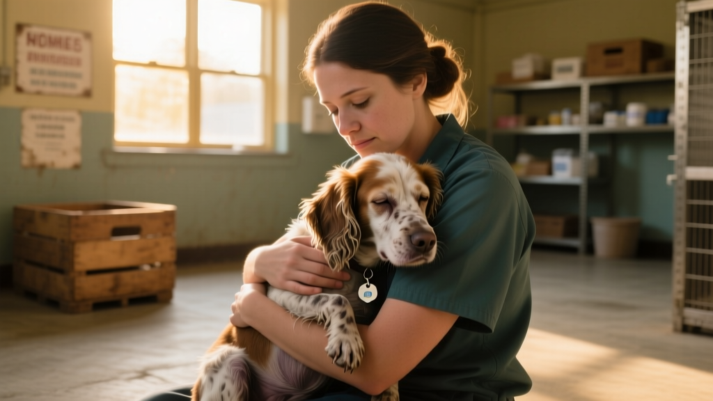 Shelter Worker’s Kind Gesture to Comfort Sick Spaniel Dog Has People in Tears