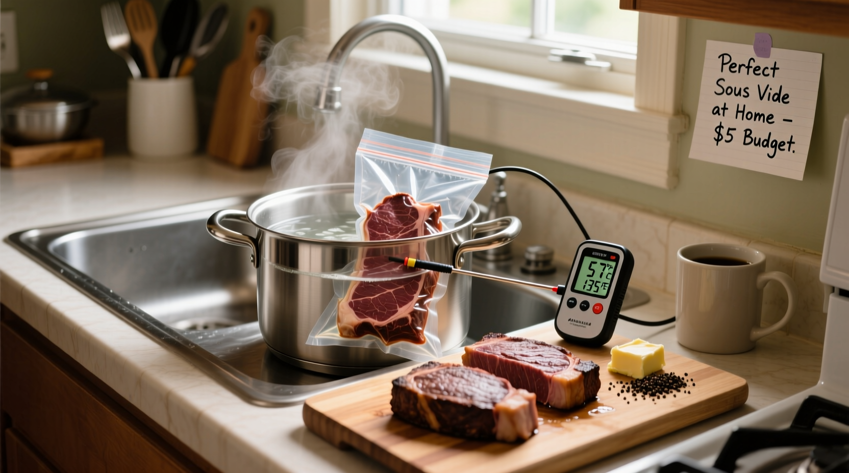 make perfectly cooked sous vide steaks on the cheap