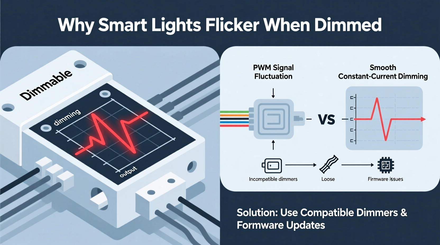 why do my smart lights flicker when i dim them and how to stabilize them