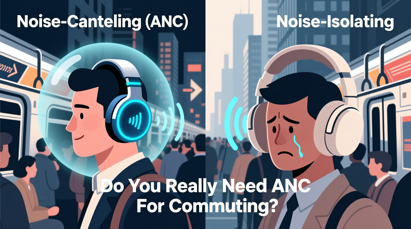 noise canceling vs noise isolating headphones do you really need anc for commuting