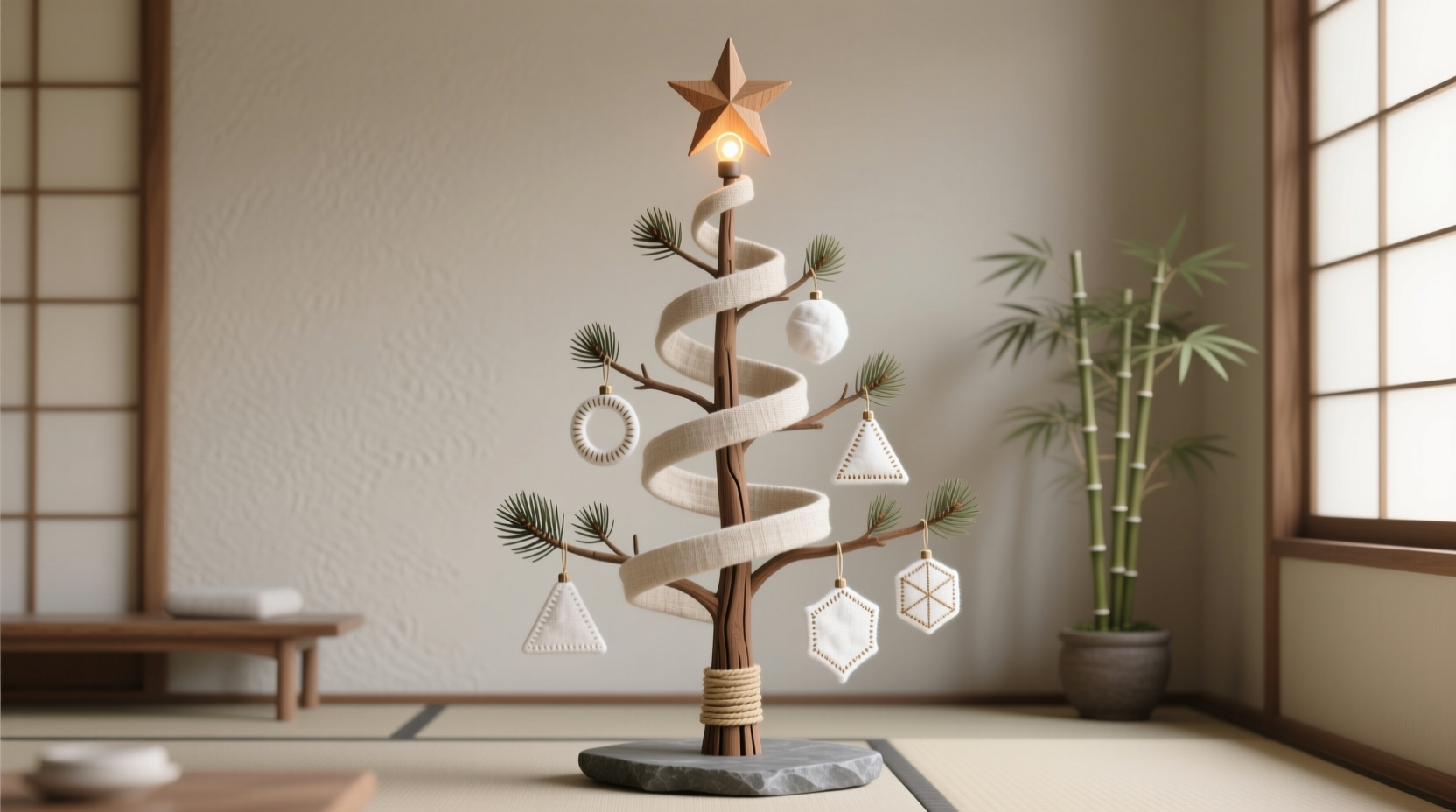 how to create a zen christmas tree using neutral tones and minimalism