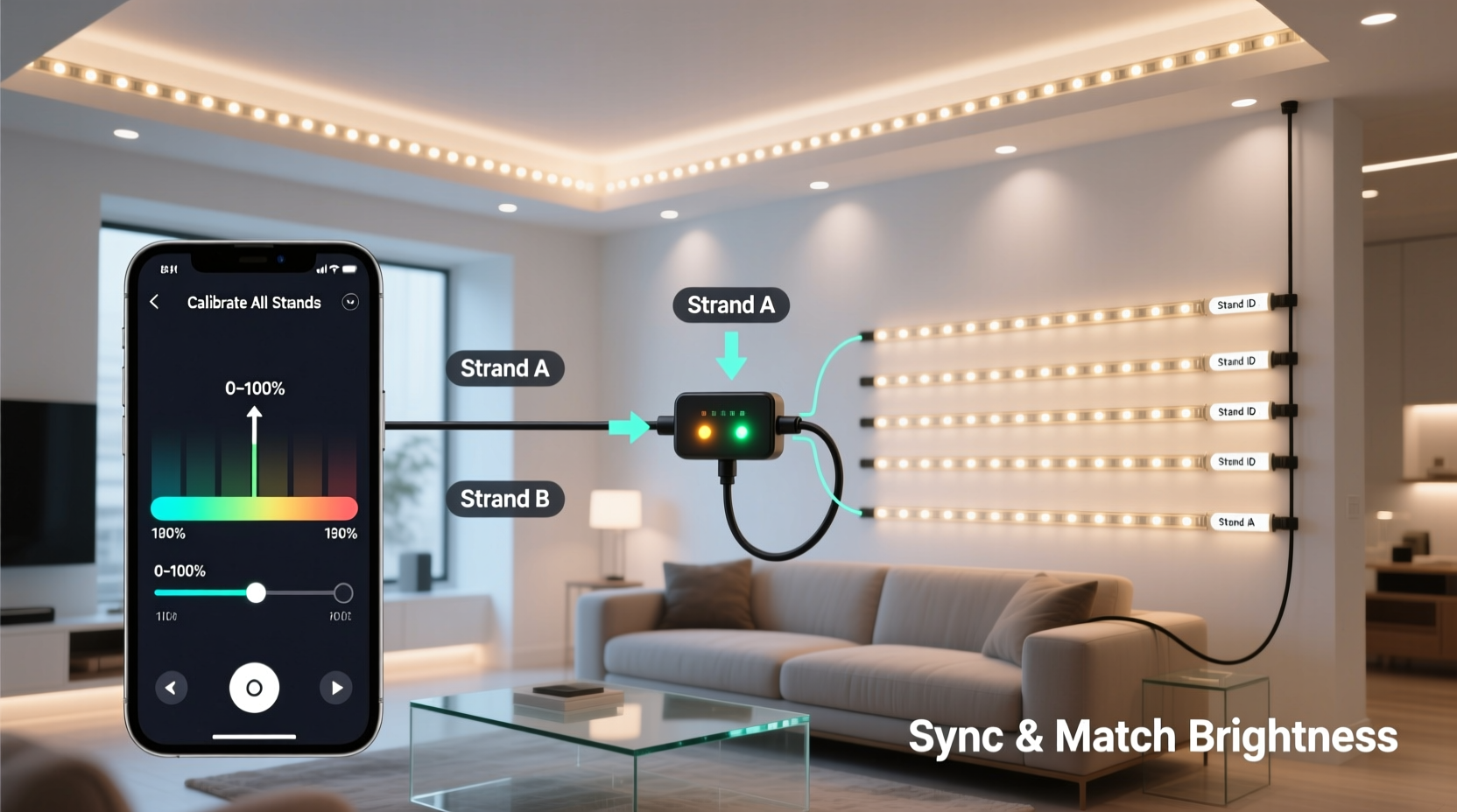 how to calibrate multiple smart light strands for uniform brightness