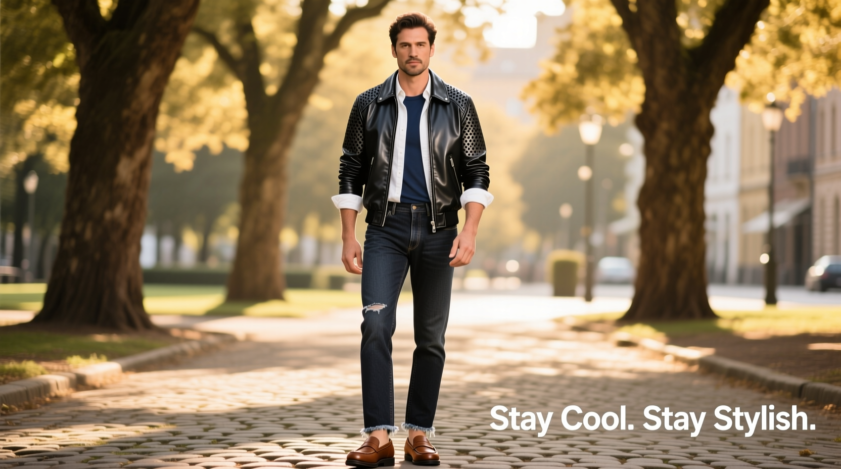 how to style a leather jacket in warm weather without overheating