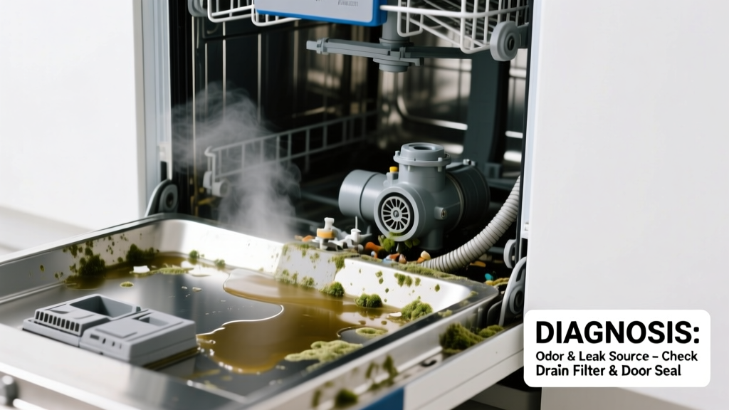 Dishwasher Smells Bad & Leaking Water: Quick Diagnosis