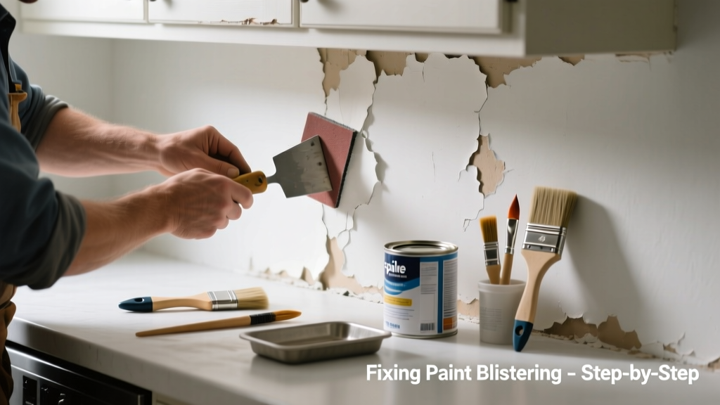 Fix Paint Blistering in Kitchen Walls and Cabinets