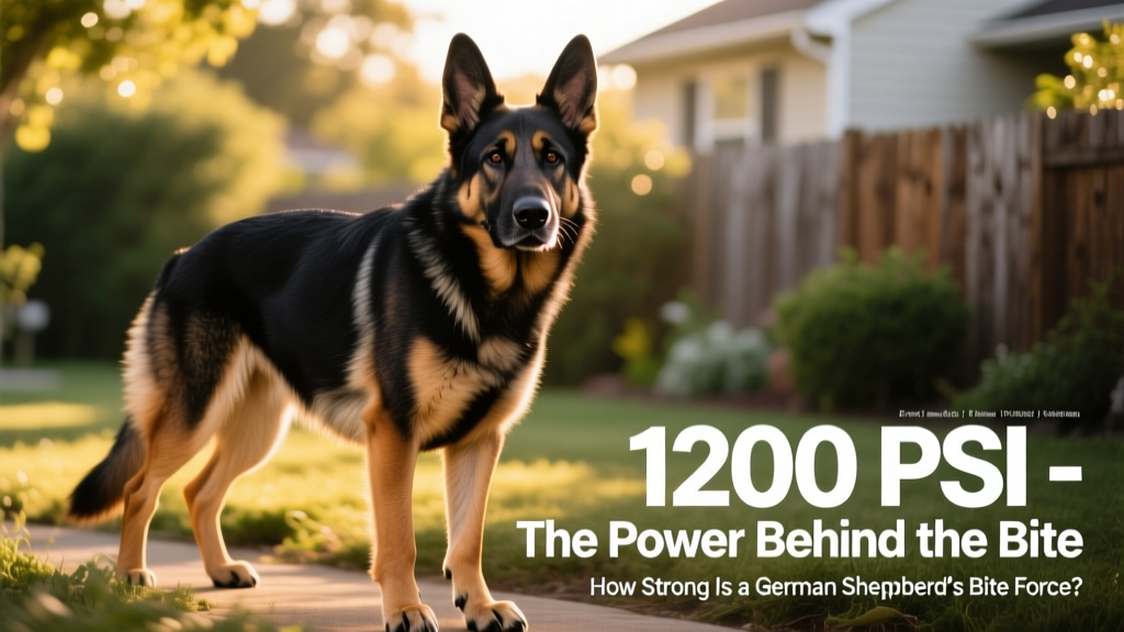 German Shepherd standing alert with strong jawline visible