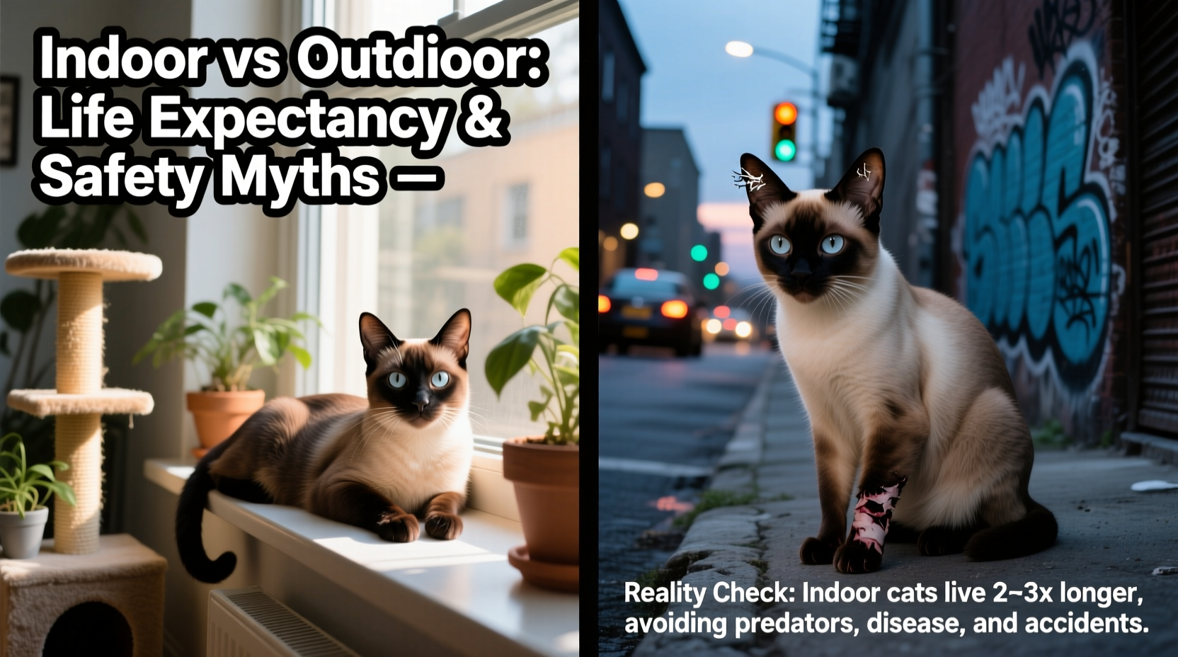Image showcasing Indoor Vs Outdoor Cat Life Expectancy Realities And Safety Myths
