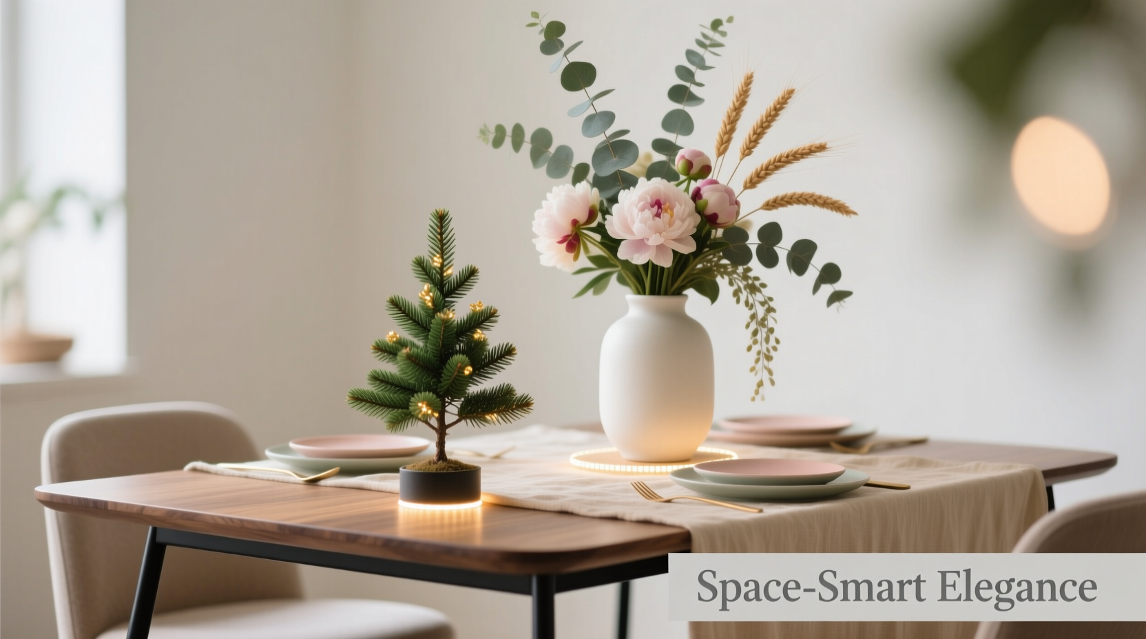 mini tabletop tree vs full height centerpiece where to place limited space