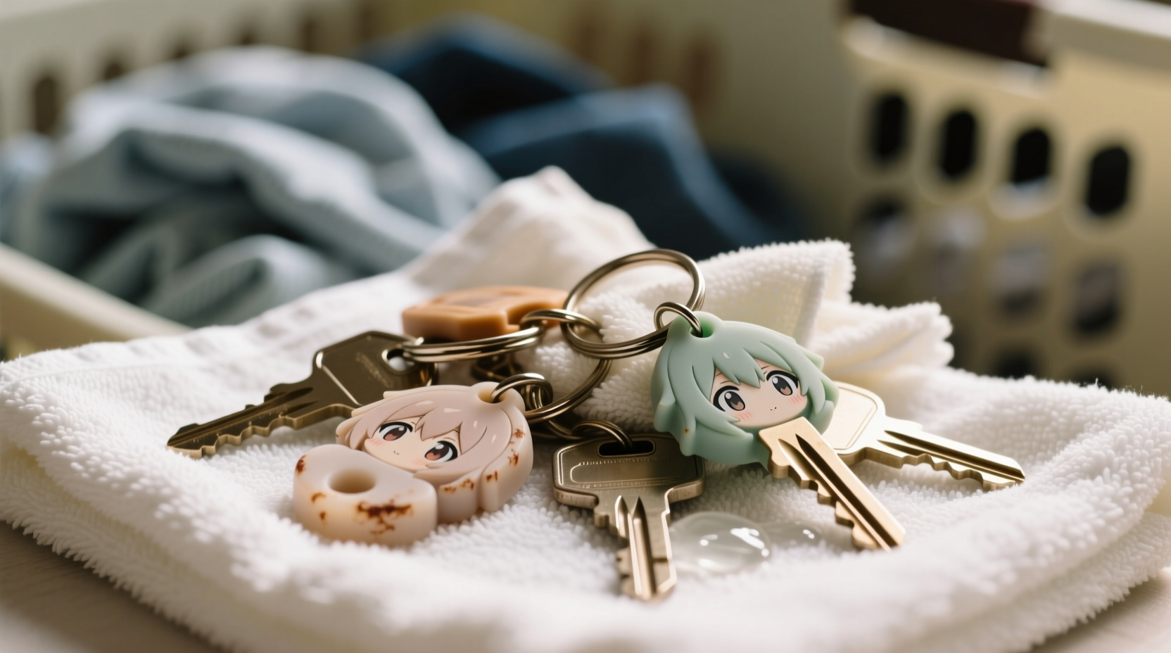 how to clean silicone anime keychains after laundry scuffs