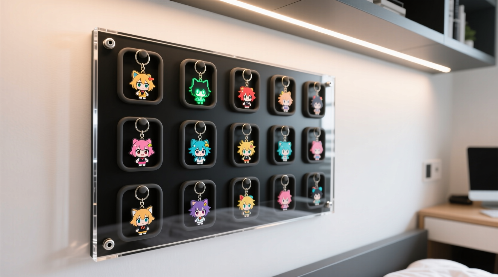 anime keychain closet organization