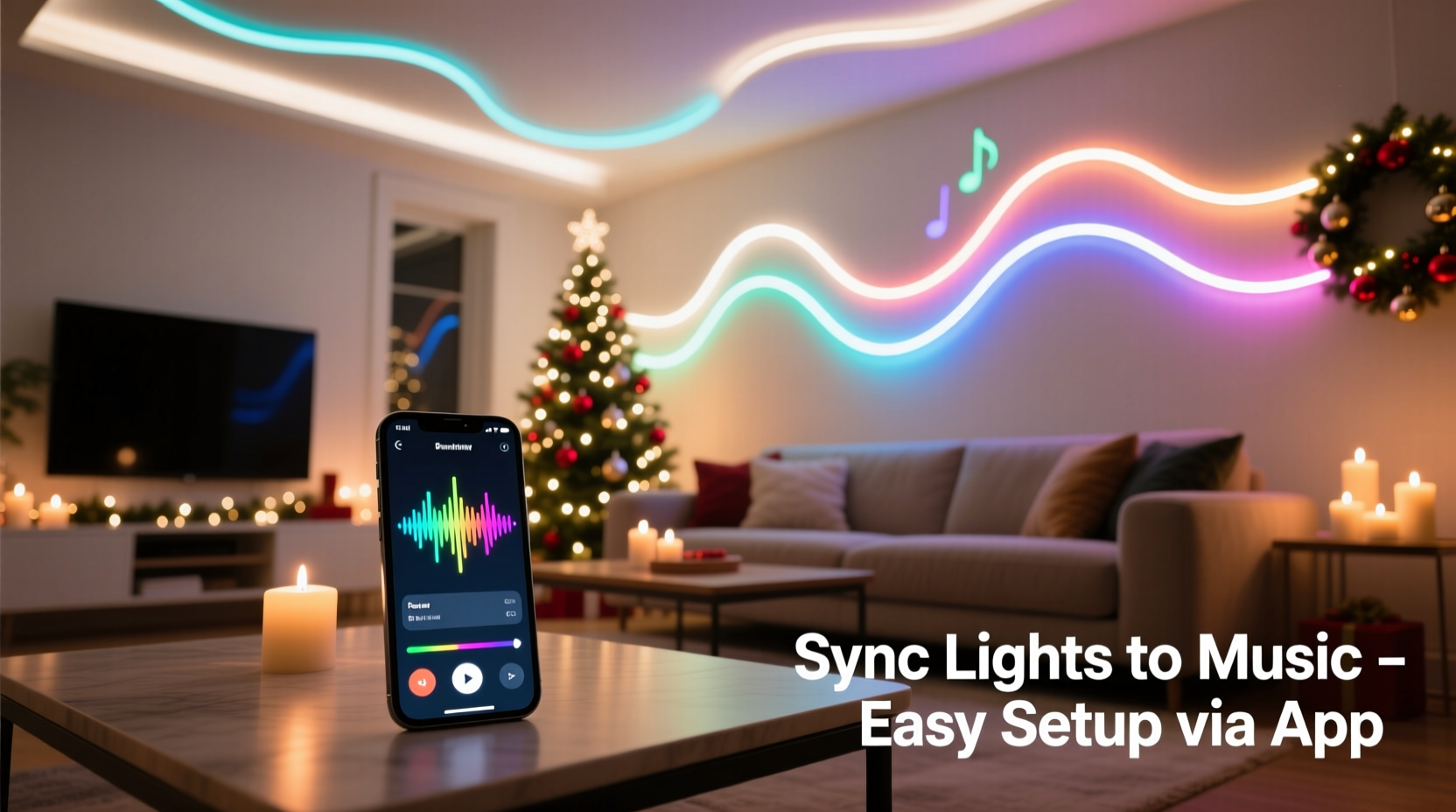 how to use app controlled lights to sync with holiday music