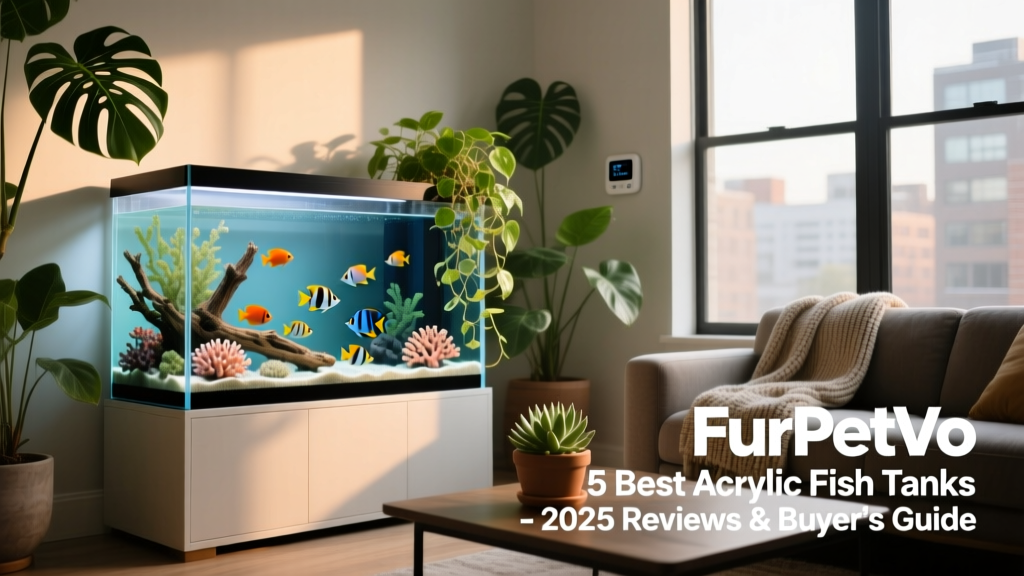 FurPetVo Acrylic Aquarium Combo Set installed in a modern living space with plants and soft lighting