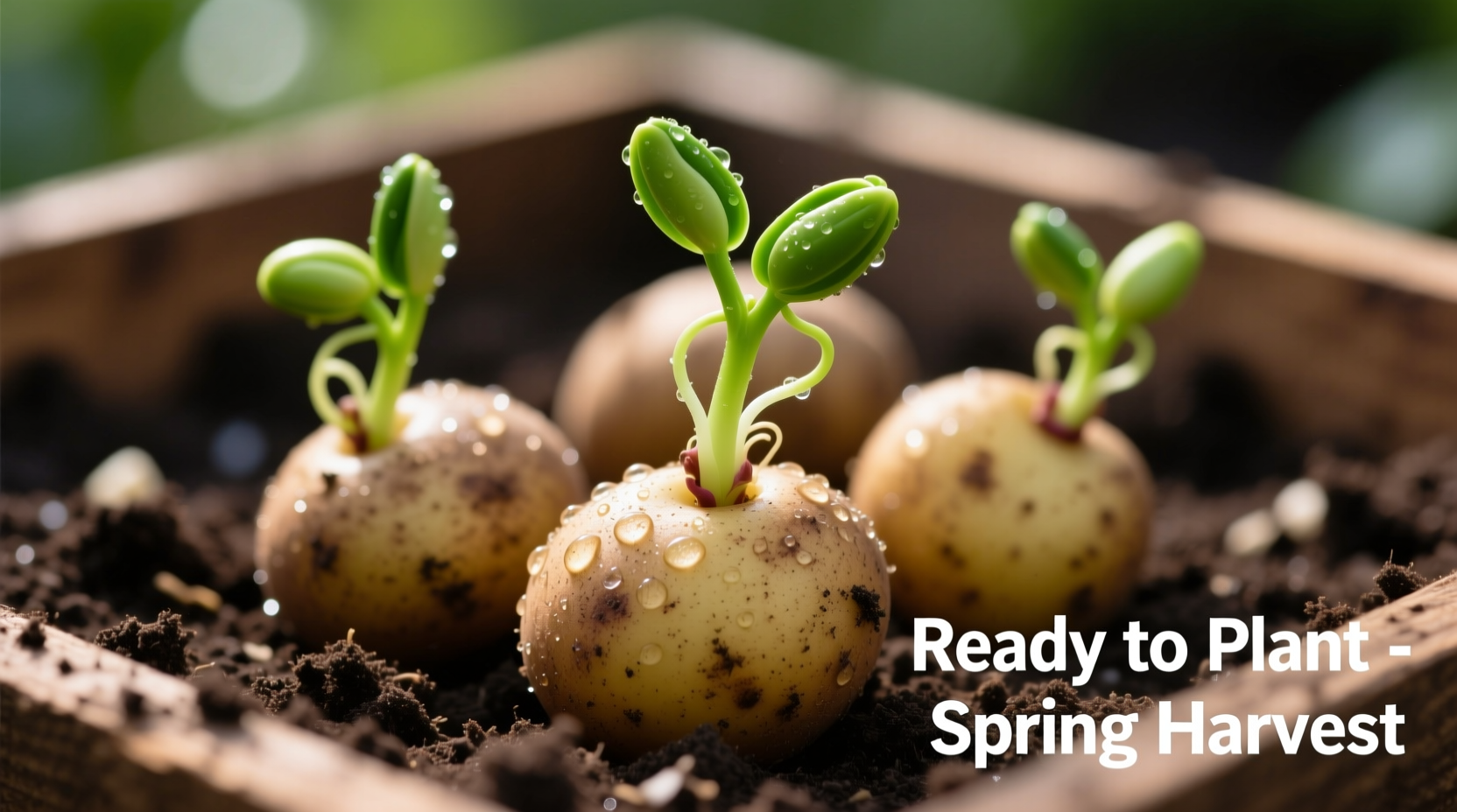 Seed potatoes with healthy green sprouts ready for planting