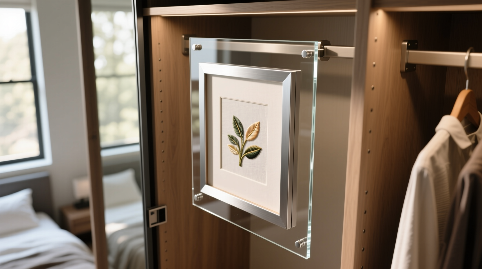 closet door embroidery hoop storage