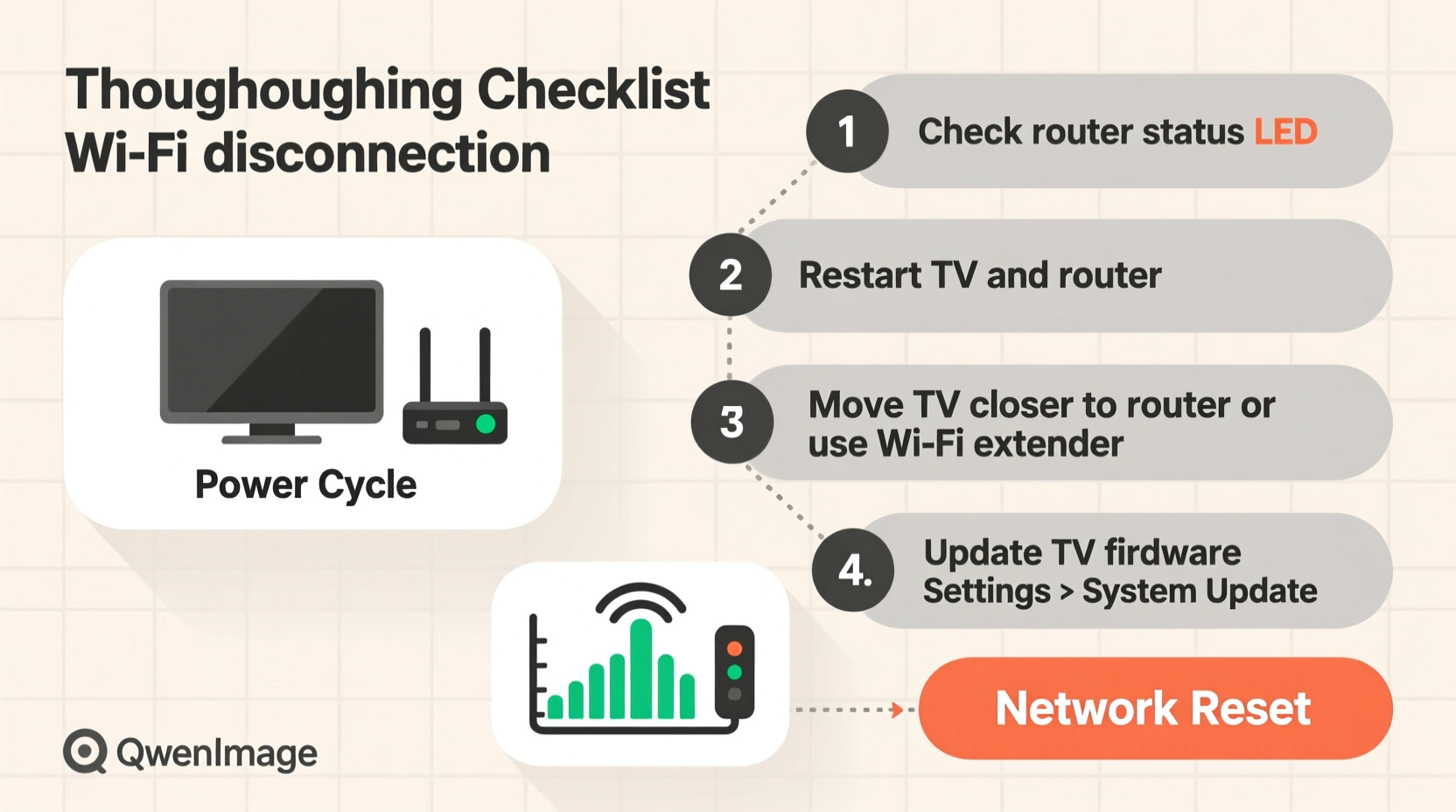 why does my smart tv keep disconnecting from wifi troubleshooting checklist