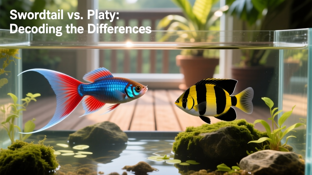 Side-by-side comparison of a classic swordtail with a pronounced caudal extension and a compact southern platy