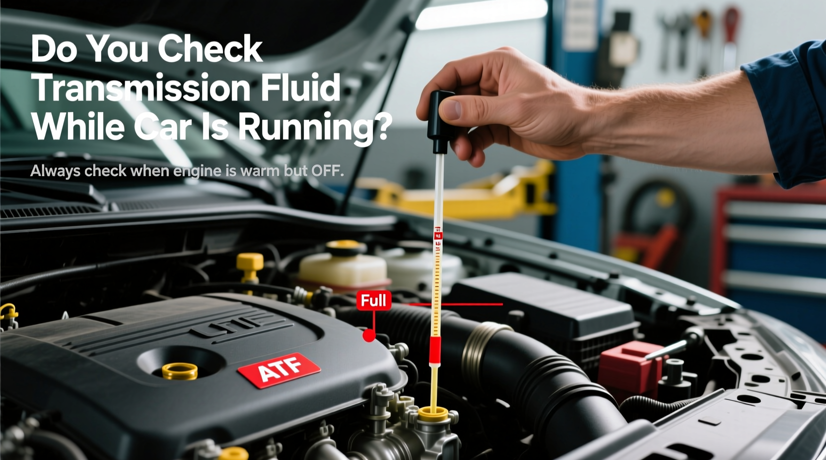 do you check transmission fluid while car is running