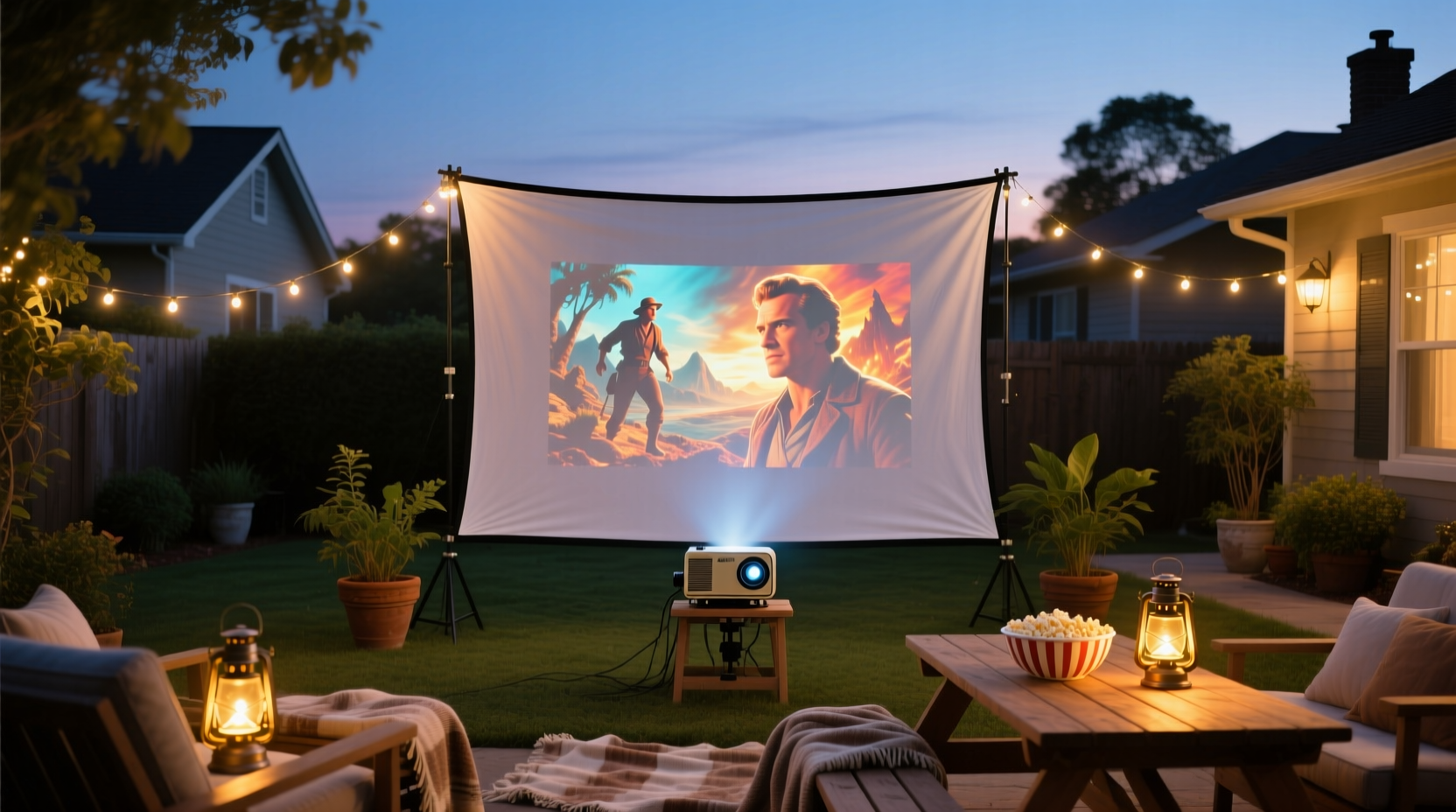 this diy projector screen is perfect for backyard film