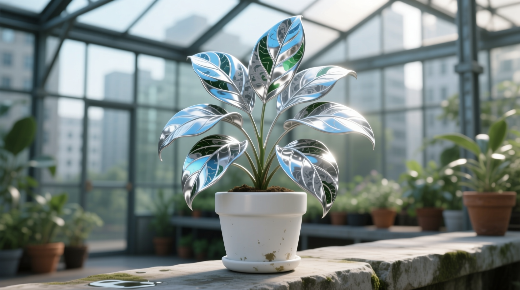 variegated aluminum plant
