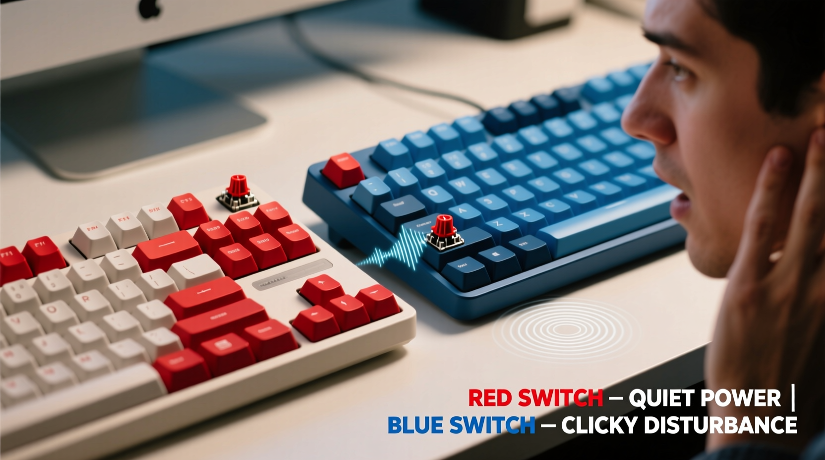 mechanical keyboard red switch vs blue switch which one wont make your coworkers hate you