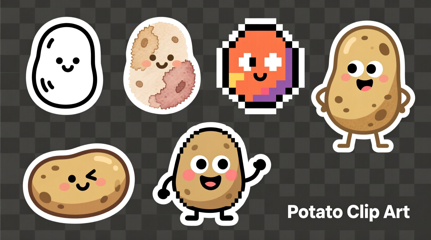 Collection of potato clip art in various styles and formats