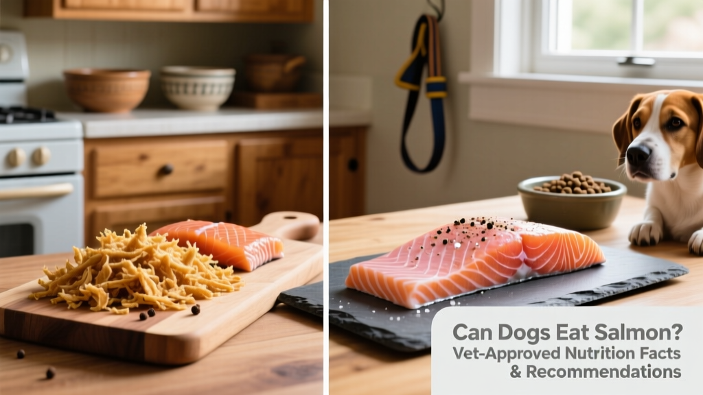 Side-by-side comparison: safe cooked salmon flakes vs. unsafe raw salmon with visible bones and seasoning