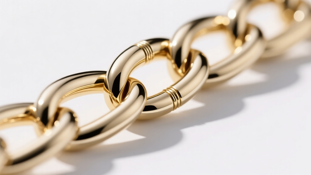 Extreme close-up of a 14k white gold book chain link showing the exact aspect ratio and a seamless laser-welded side joint detail.