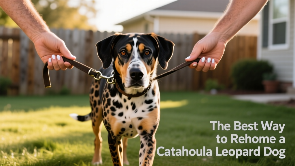 Two hands gently holding a leash as a Catahoula Leopard Dog walks confidently between them, symbolizing a respectful, collaborative handover