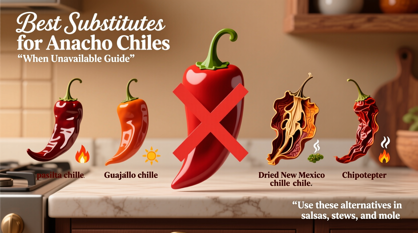 best substitutes for ancho chiles when unavailable
