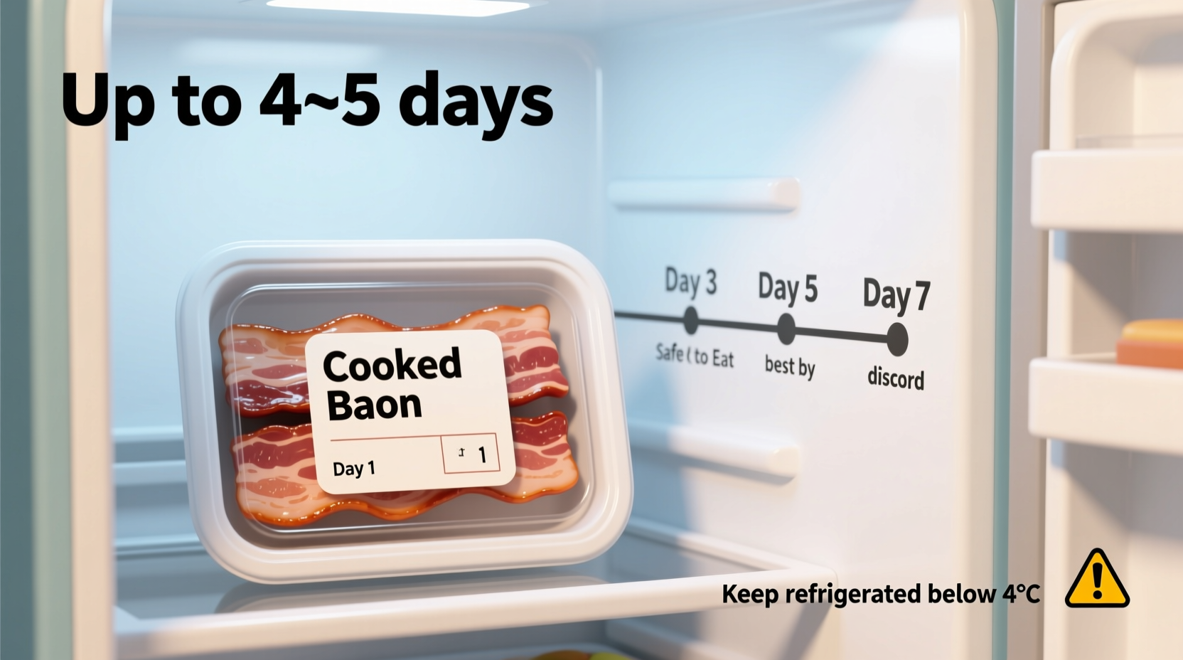 how long can you keep cooked bacon in the refrigerator