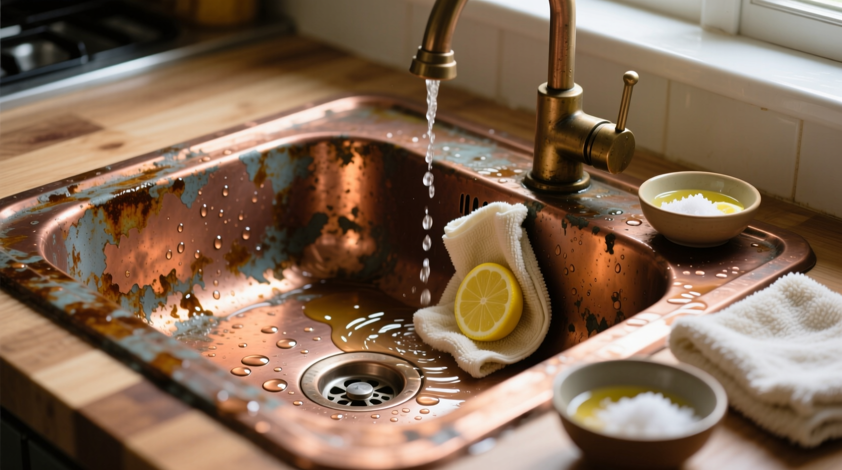 how to clean a copper sink