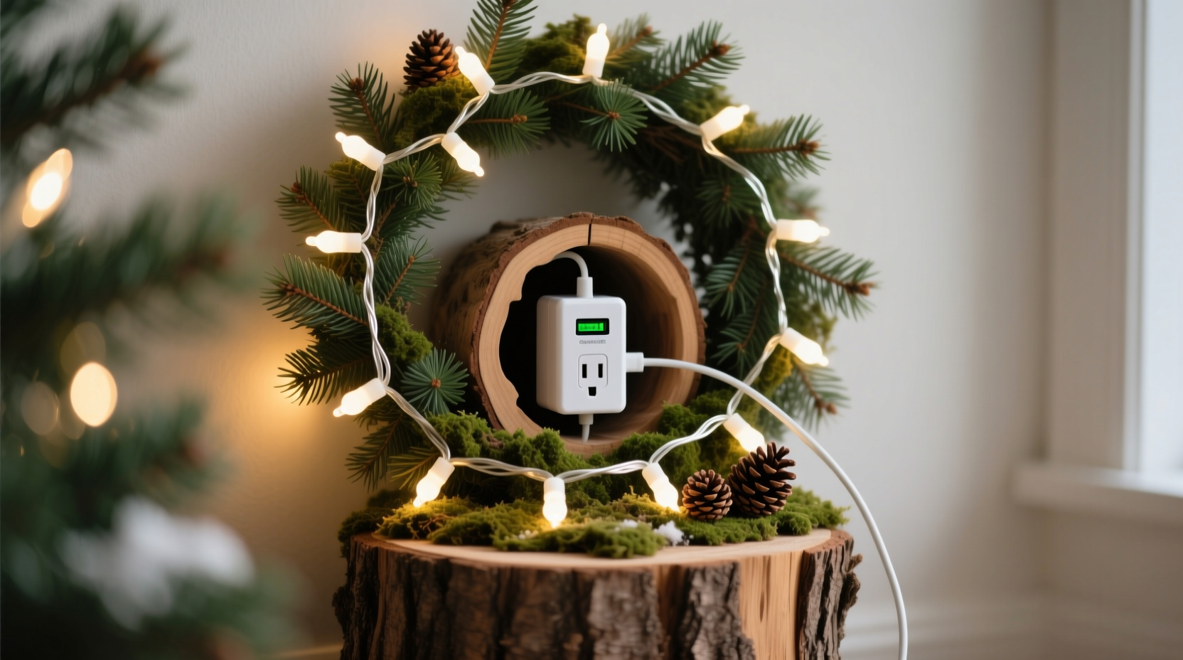 how to hide the power brick for battery operated christmas lights discreetly