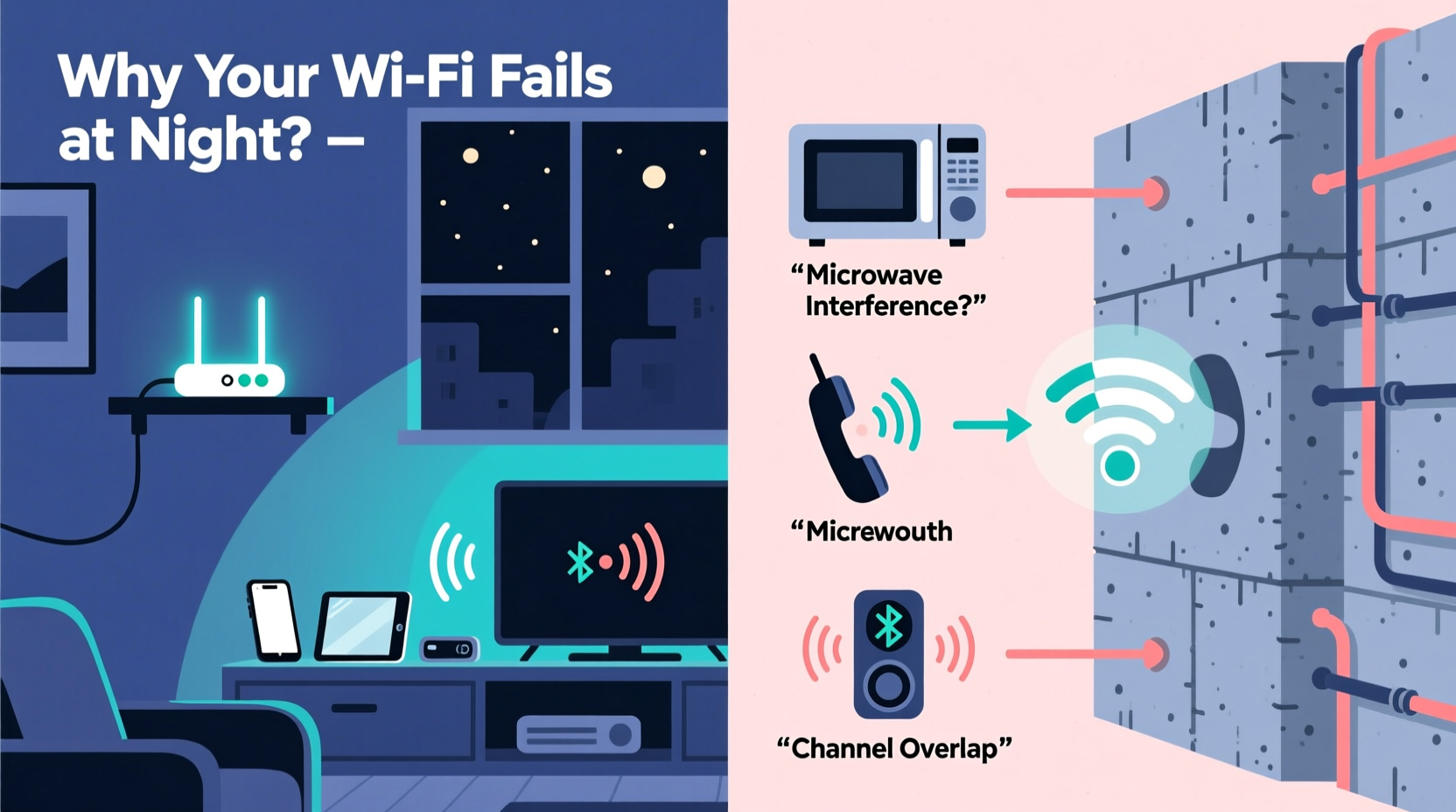 why does my wifi cut out at night common interference sources explained