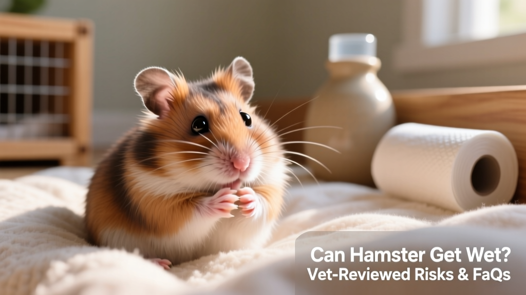 Close-up of a healthy Syrian hamster grooming itself on clean bedding