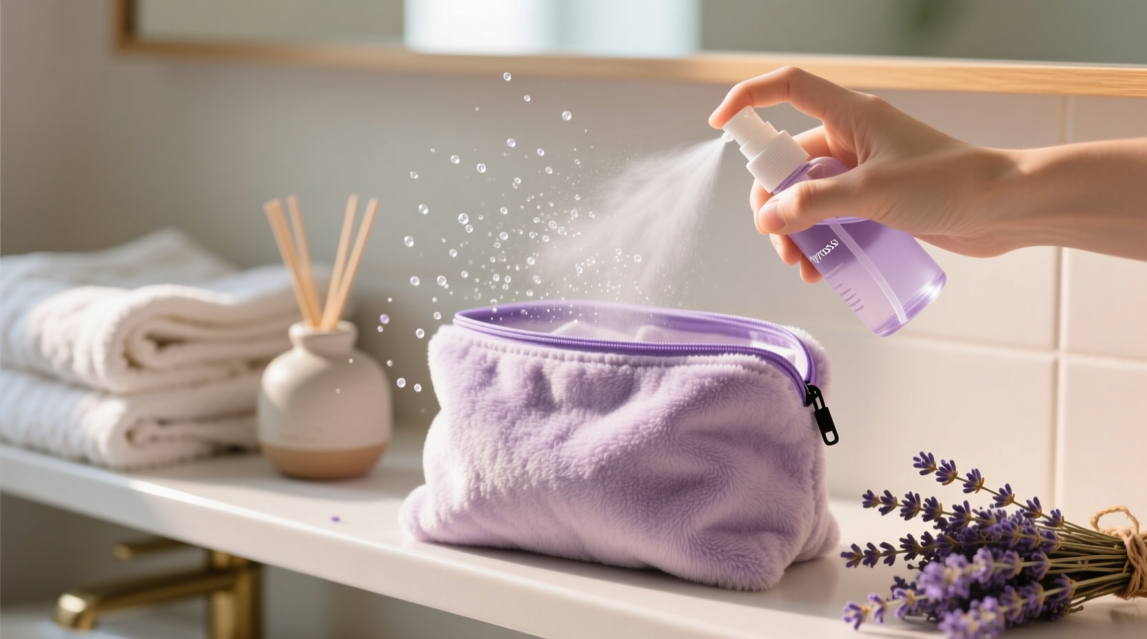 eco friendly cleaning sanitize plush bags with lavender hydrosol