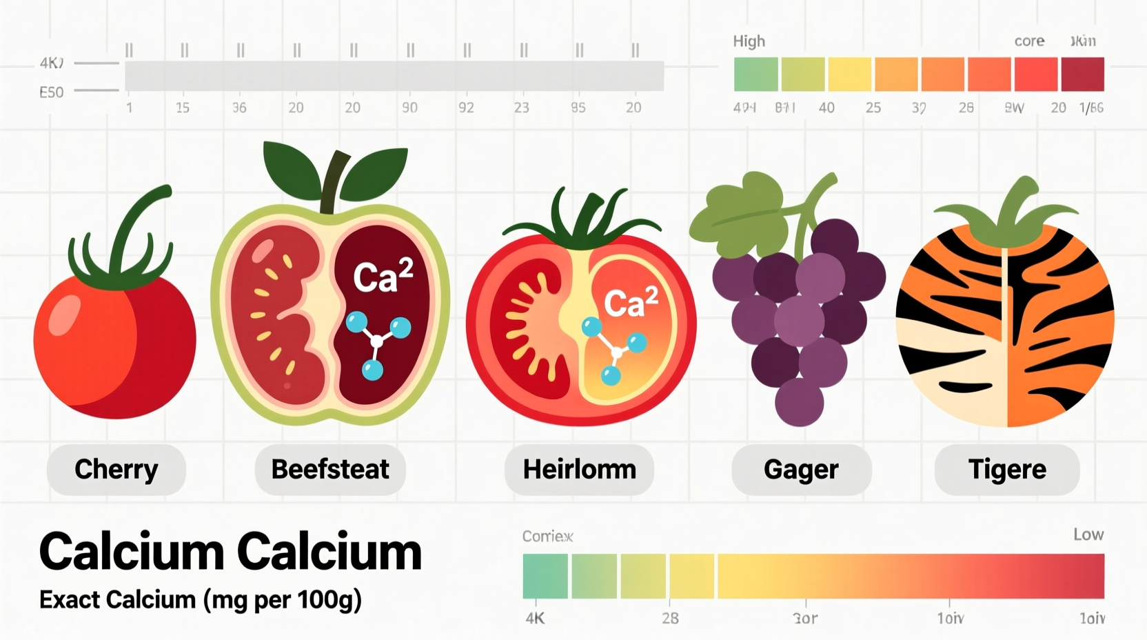 Tomato varieties showing calcium content comparison