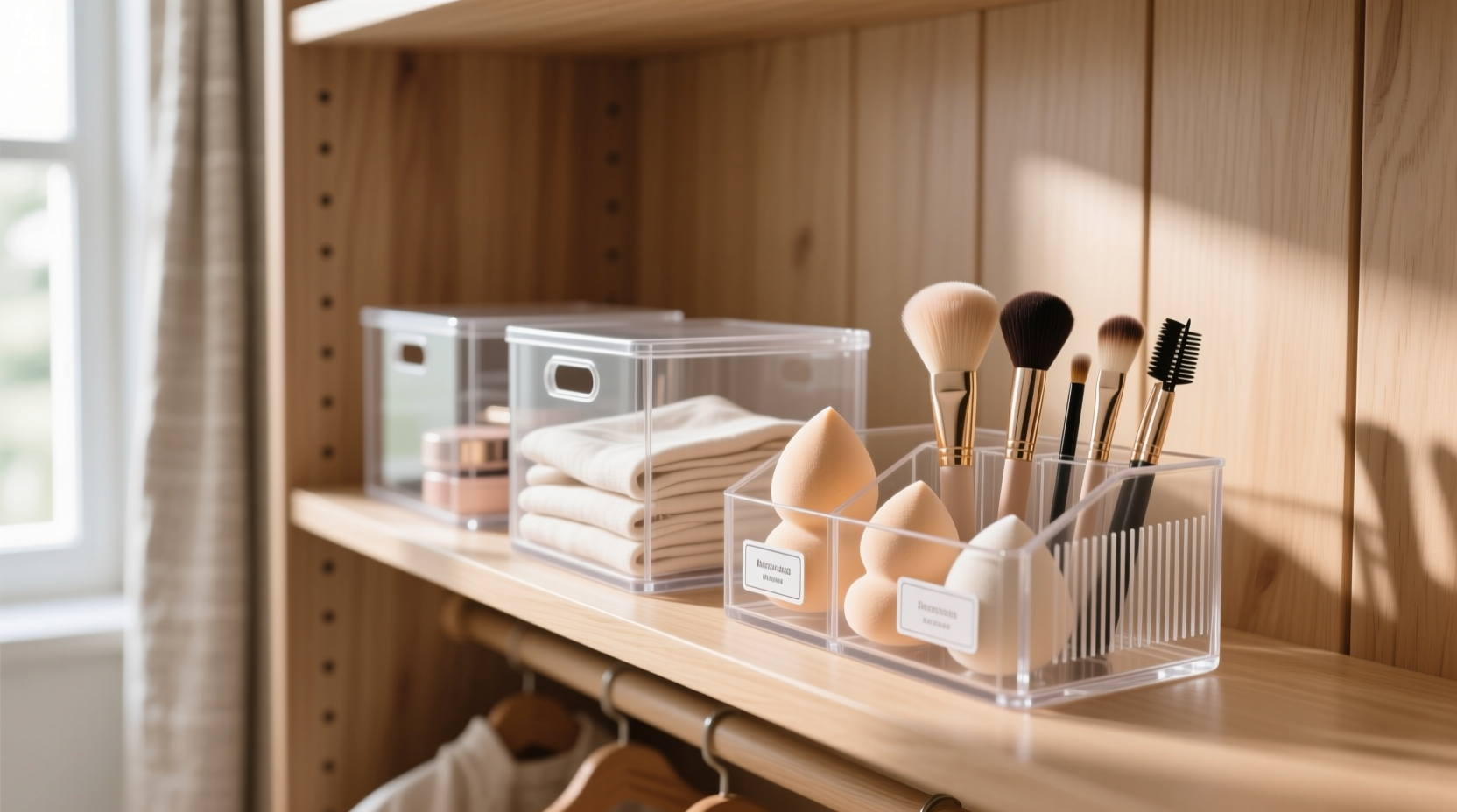 closet organization tips for beauty brushes sponges