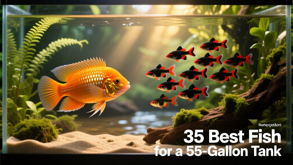 Side-by-side comparison of honey gourami (male) and harlequin rasbora schooling together in a naturalistic 55-gallon tank