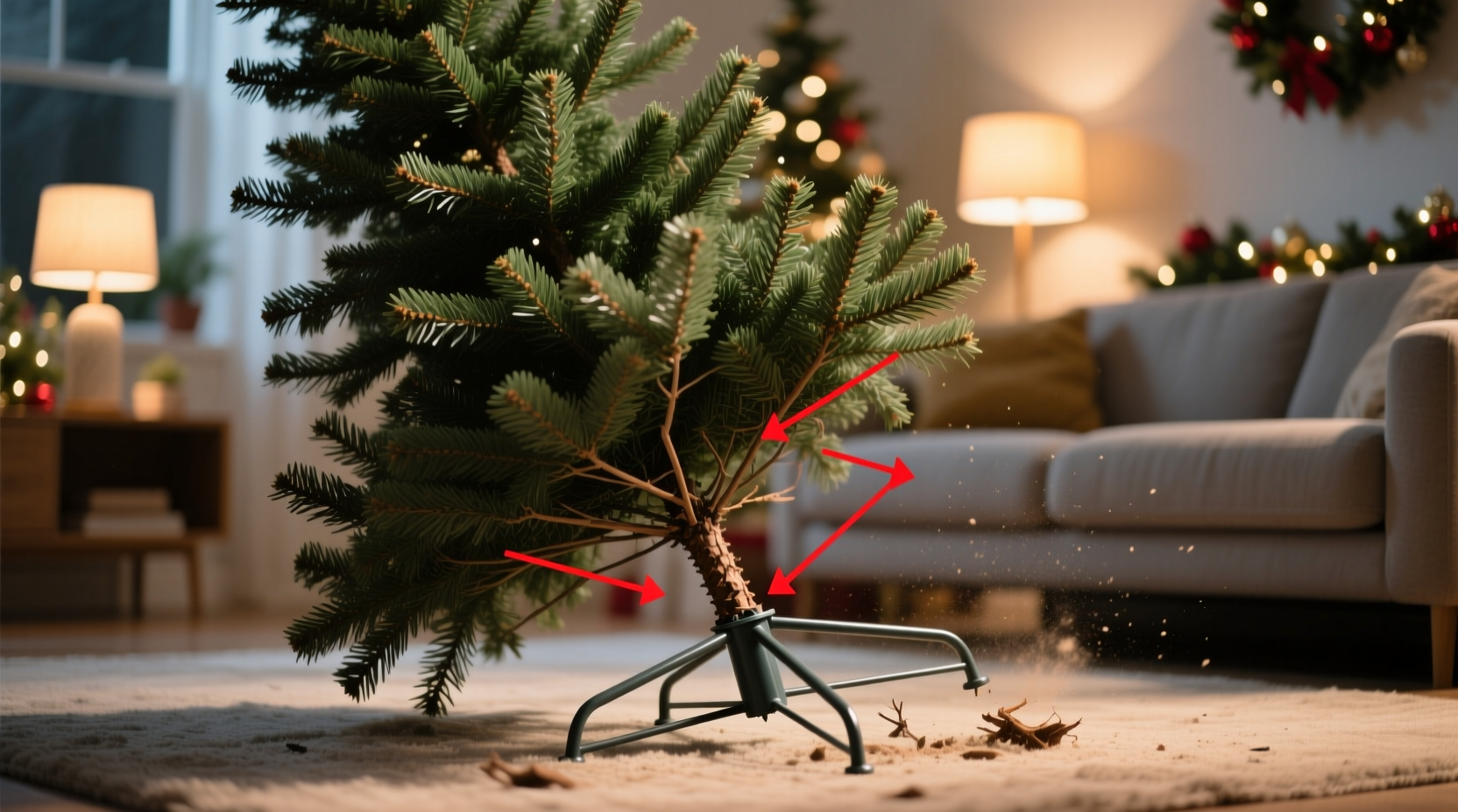 why does my christmas tree tilt after a few days stabilization tricks