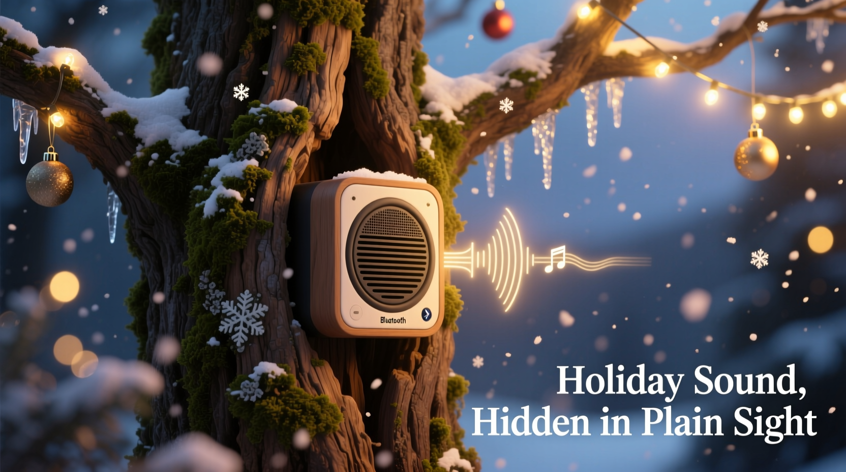how to use bluetooth speakers hidden in the tree for subtle holiday music