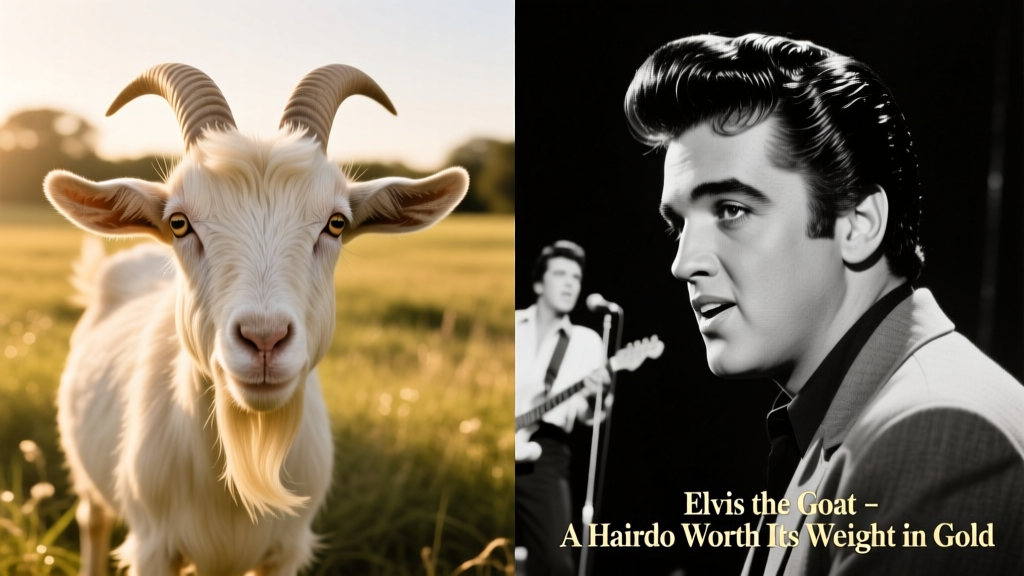 A side-by-side comparison of Elvis’s fluffy front hair and classic Elvis Presley’s iconic pompadour hairstyle
