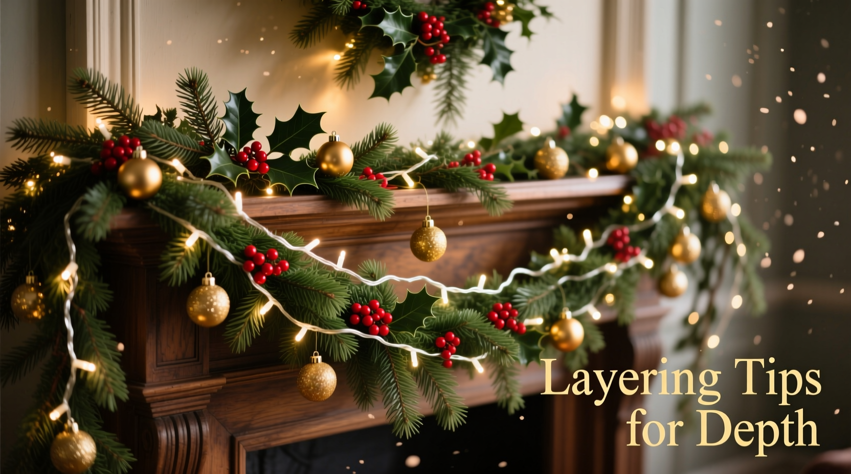 how to layer christmas garlands with lights for maximum visual depth