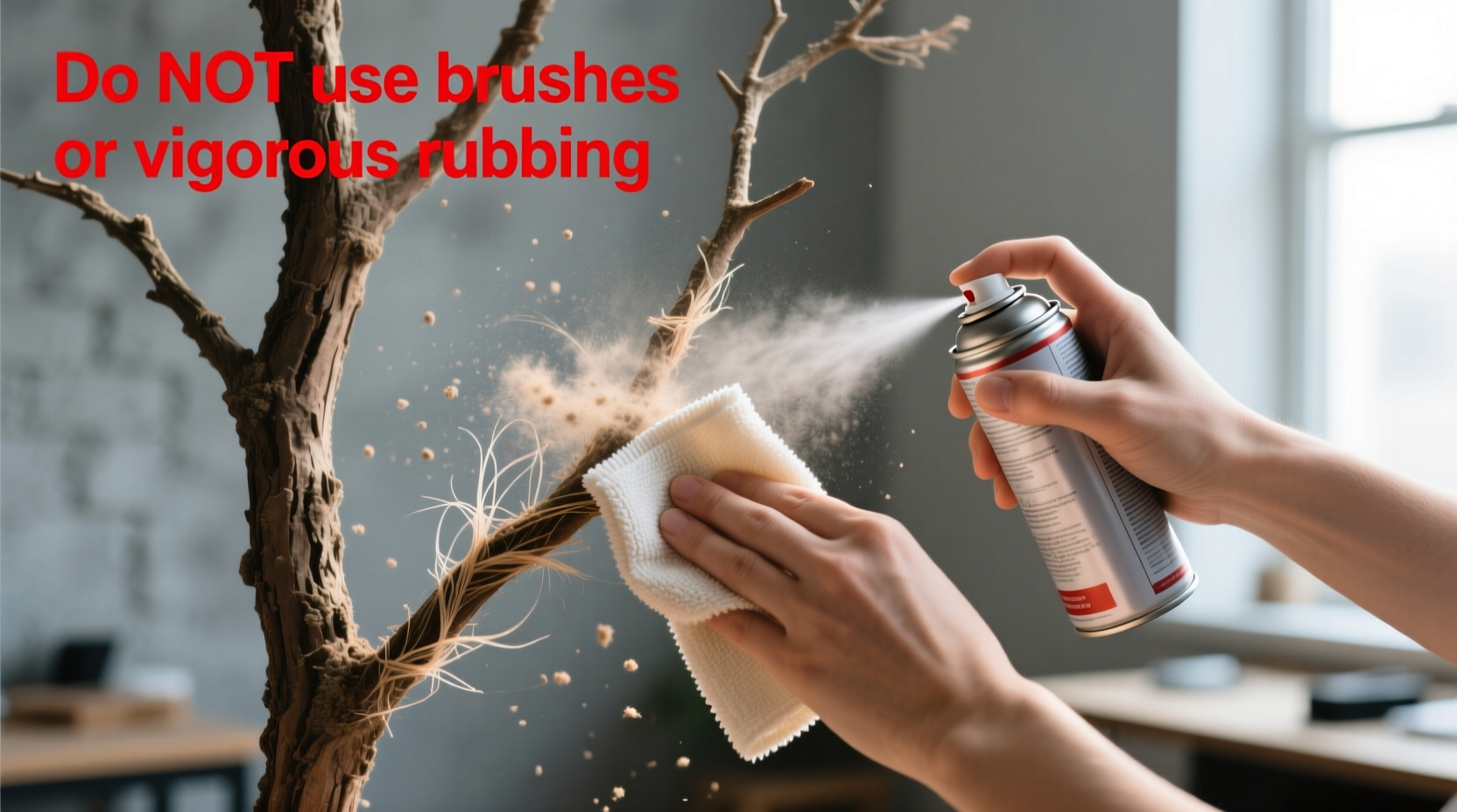 how to clean dusty artificial tree branches without shedding fiberglass fibers