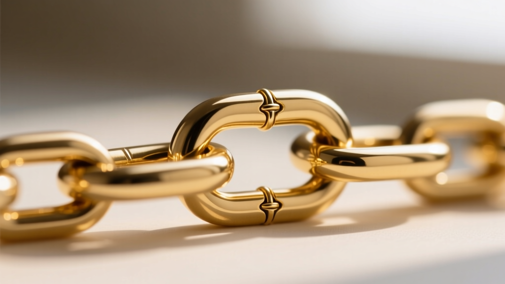 Extreme macro close-up of a 14k gold box chain link structure showing the precise soldering points and polished metal edges.