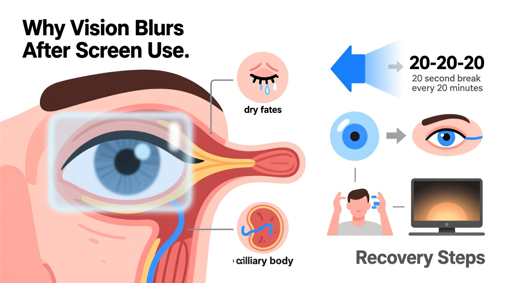 why is my vision blurry after using screens and how to recover