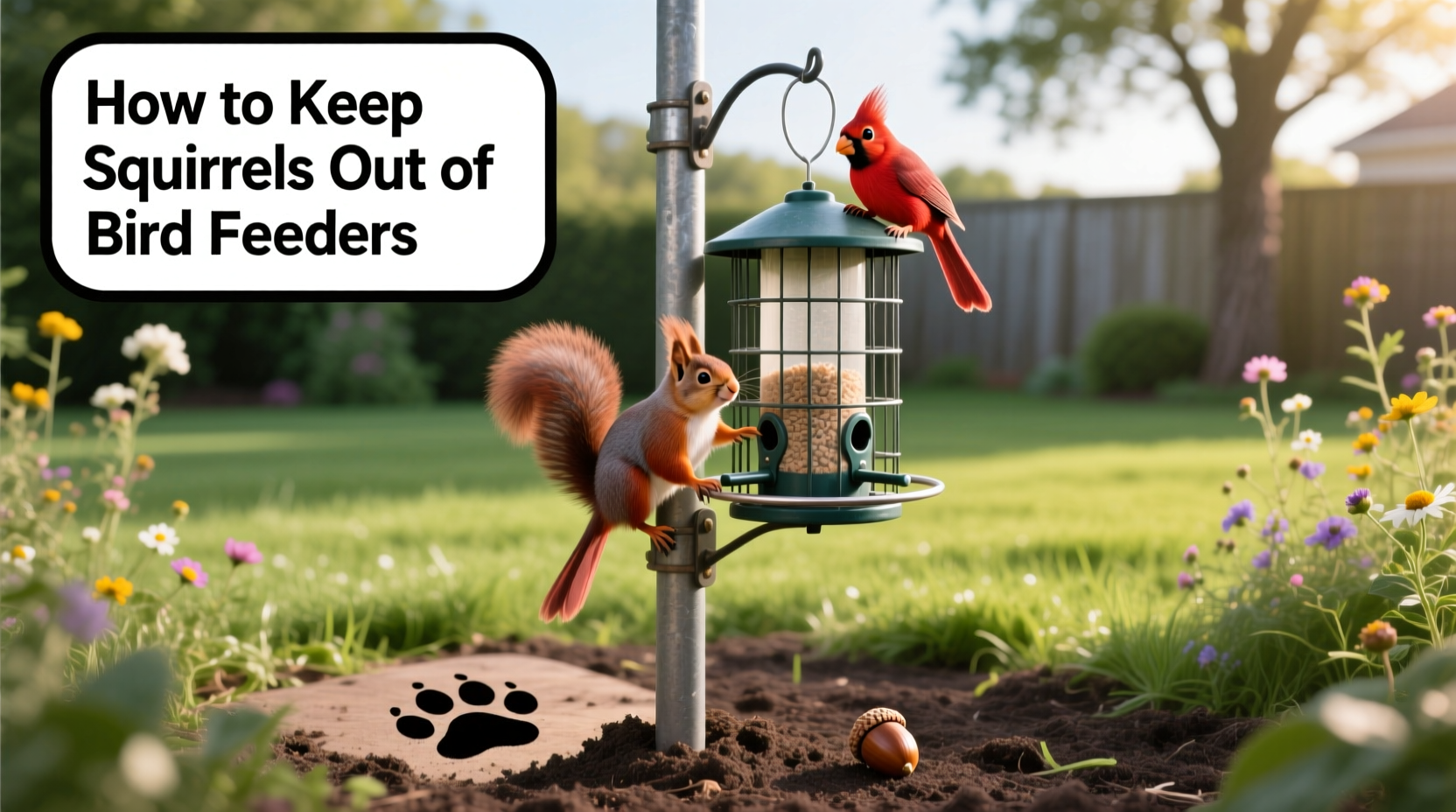 how to keep a squirrel out of bird feeder