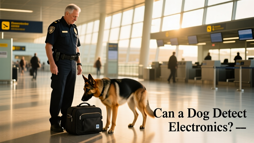 handler and detection dog in an airport