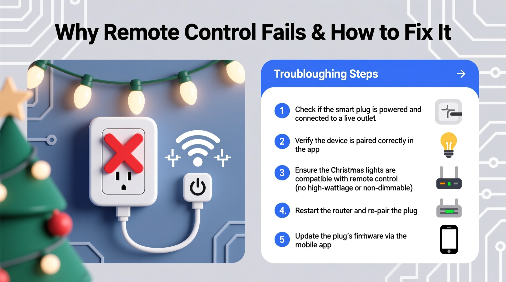why does my smart plug fail to turn on christmas lights remotely and how to fix it