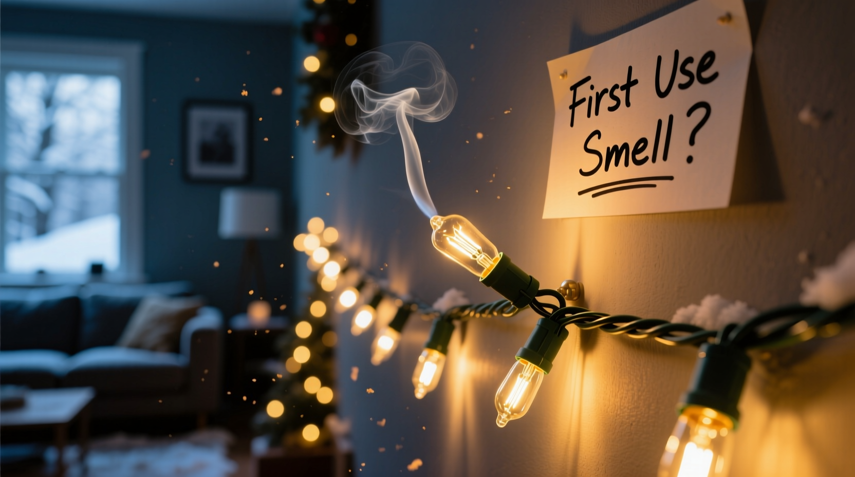 why do christmas lights sometimes smell like burning first use