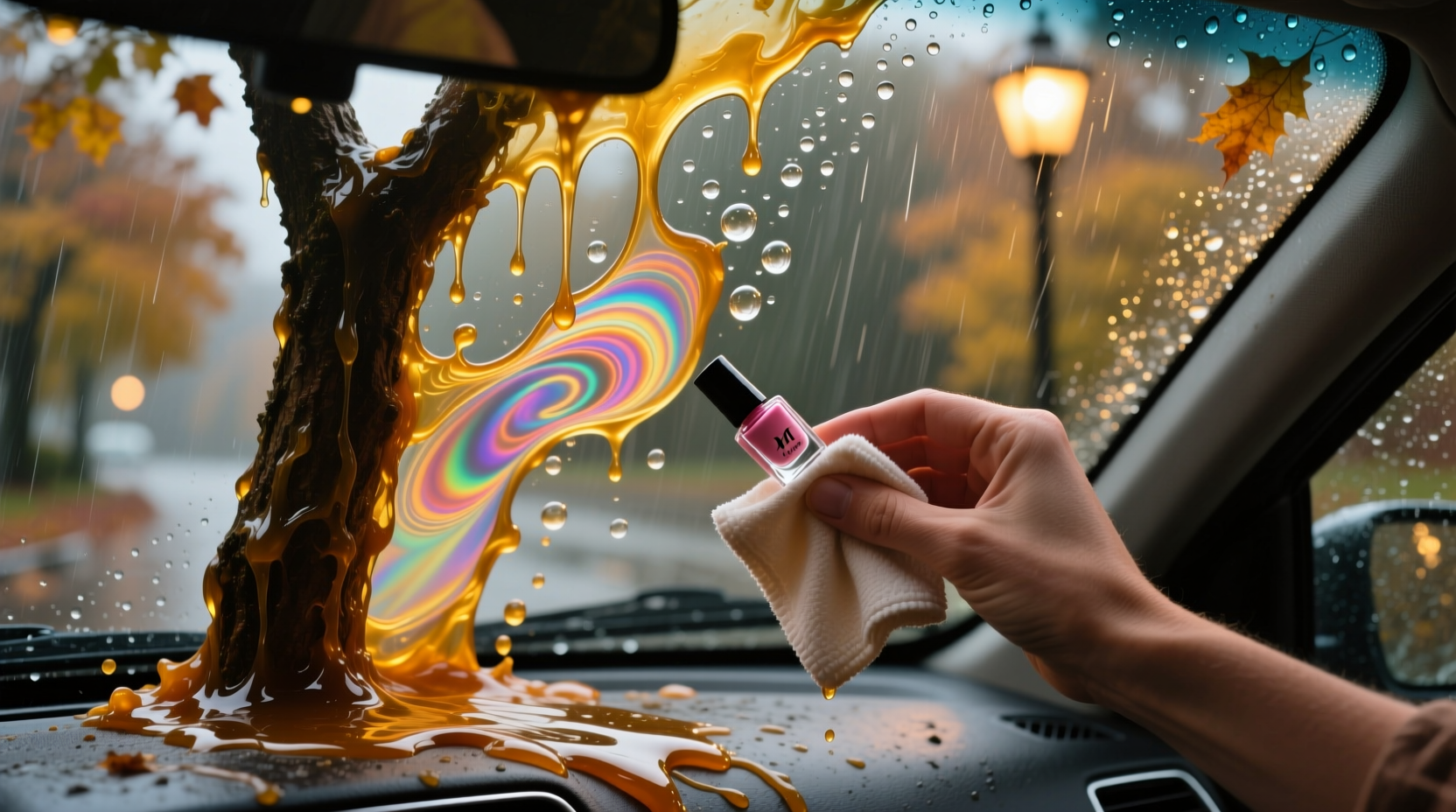 get sap off your cars windshield with nail polish remov